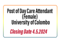 Post of Day Care Attendant (Female)