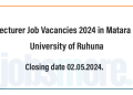 Ruhuna University Lecturer Job Vacancies 2024 in Matara – University of Ruhuna