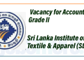 Sri Lanka Institute of Textile & Apparel (SLITA) - Vacancy for Accountant - Grade II