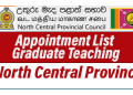 Appointment List Graduate Teaching -North Central Province.