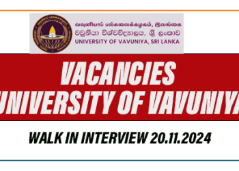 VACANCIES UNIVERSITY OF VAVUNIYA, SRI LANKA