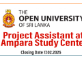 The Open University of Sri Lanka Invites Applications for Project Assistant at Ampara Study Center