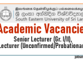 South Eastern University of Sri Lanka Announces Academic Vacancies