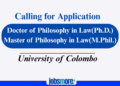 University of Colombo Faculty of Law Opens Admissions for PhD and MPhil in Law for 2026 Intake