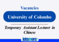 University of Colombo:Temporary Assistant Lecturer in Chinese