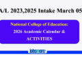 National Colleges of Education -2026 Academic Calendar