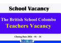 Teachers Vacancy – The British School in Colombo 2026