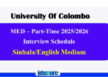 MEd Part-Time 2025/2026: Interview Schedule