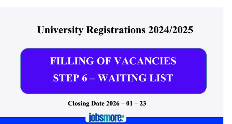 University Registrations 2024/2025: Filling of Vacancies – Step 6 (Waiting List)