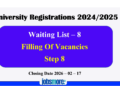 University Registrations 2024/2025: Filling of Vacancies – Step 8
