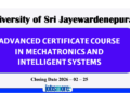 University of Sri Jayewardenepura – course Mechatronics and intelligent systems