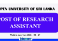 THE OPEN UNIVERSITY OF SRI LANKA – POST OF RESEARCH ASSISTANT