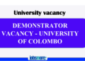 DEMONSTRATOR VACANCY – UNIVERSITY OF COLOMBO
