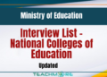 Interview Lists Released – National Colleges of Education (A/L 2023 & 2024)